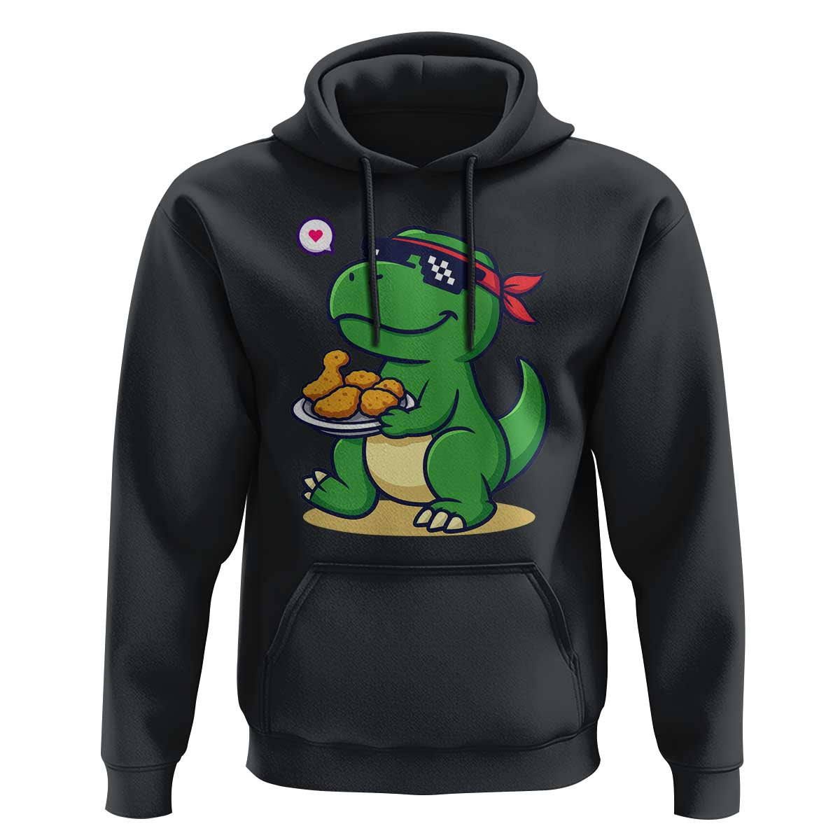 Cute Dinosaur Eating Chicken Nuggets Hoodie Food Humor Gift - Wonder Print Shop