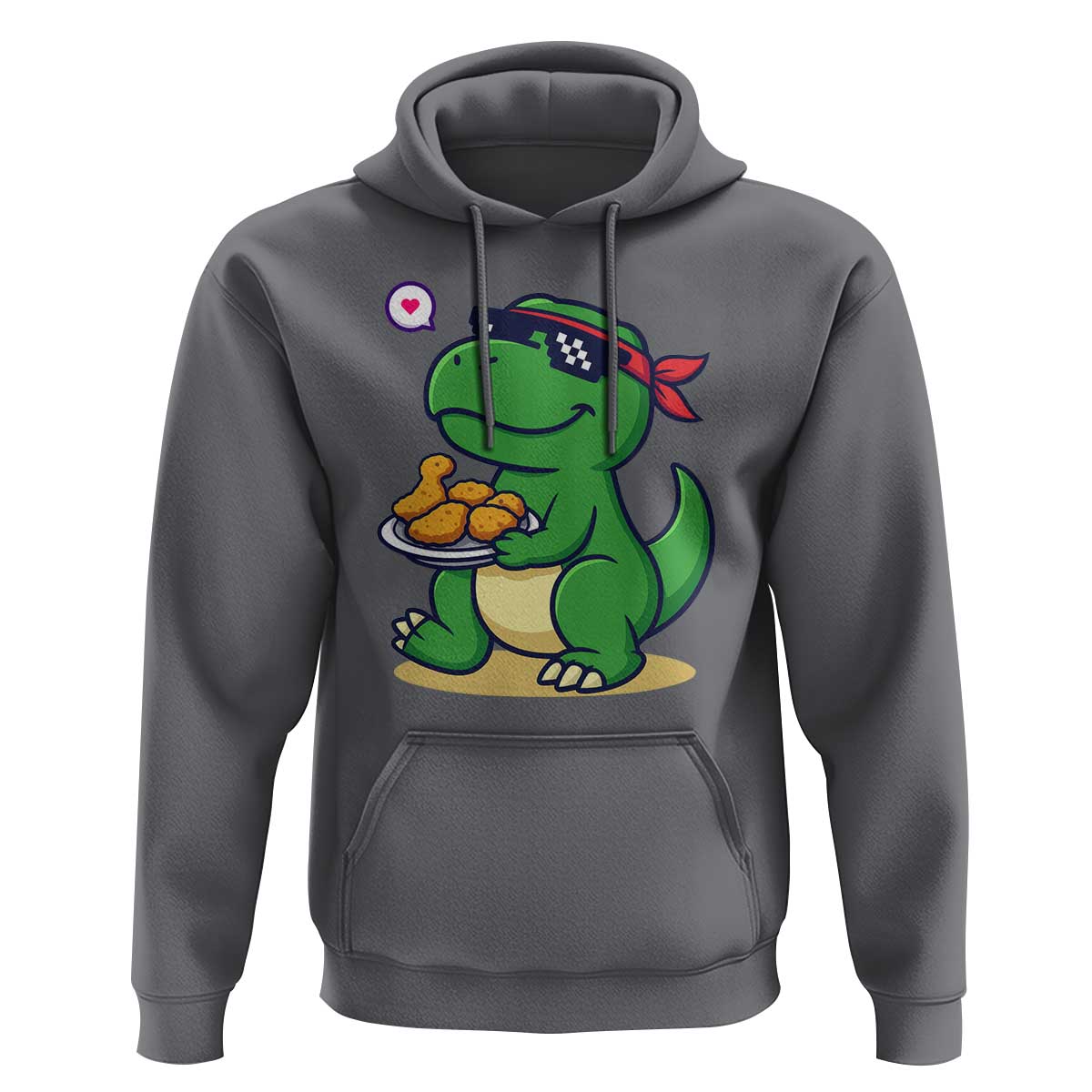 Cute Dinosaur Eating Chicken Nuggets Hoodie Food Humor Gift - Wonder Print Shop