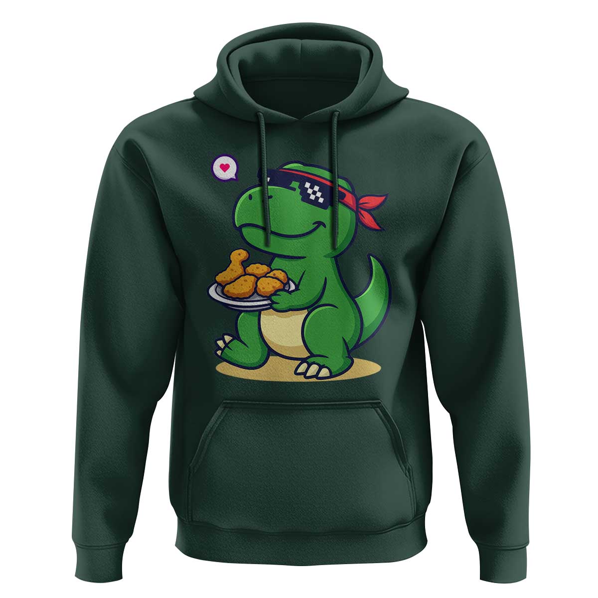 Cute Dinosaur Eating Chicken Nuggets Hoodie Food Humor Gift - Wonder Print Shop