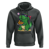 Cute Dinosaur Eating Chicken Nuggets Hoodie Food Humor Gift - Wonder Print Shop