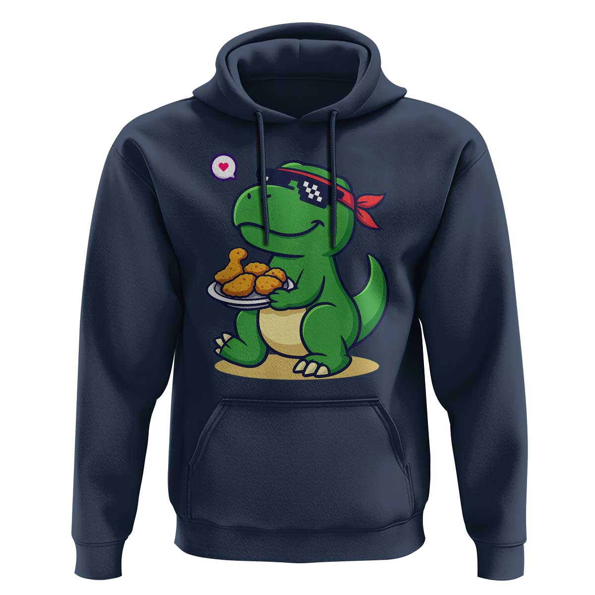 Cute Dinosaur Eating Chicken Nuggets Hoodie Food Humor Gift - Wonder Print Shop