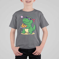 Cute Dinosaur Eating Chicken Nuggets T Shirt For Kid Food Humor Gift - Wonder Print Shop