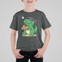 Cute Dinosaur Eating Chicken Nuggets T Shirt For Kid Food Humor Gift - Wonder Print Shop