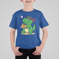 Cute Dinosaur Eating Chicken Nuggets T Shirt For Kid Food Humor Gift - Wonder Print Shop