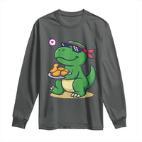 Cute Dinosaur Eating Chicken Nuggets Long Sleeve Shirt Food Humor Gift - Wonder Print Shop