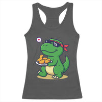Cute Dinosaur Eating Chicken Nuggets Racerback Tank Top Food Humor Gift - Wonder Print Shop