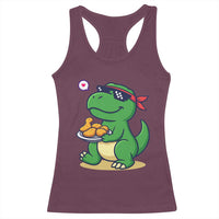 Cute Dinosaur Eating Chicken Nuggets Racerback Tank Top Food Humor Gift - Wonder Print Shop