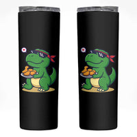 Cute Dinosaur Eating Chicken Nuggets Skinny Tumbler Food Humor Gift