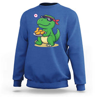 Cute Dinosaur Eating Chicken Nuggets Sweatshirt Food Humor Gift - Wonder Print Shop