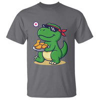 Cute Dinosaur Eating Chicken Nuggets T Shirt Food Humor Gift - Wonder Print Shop