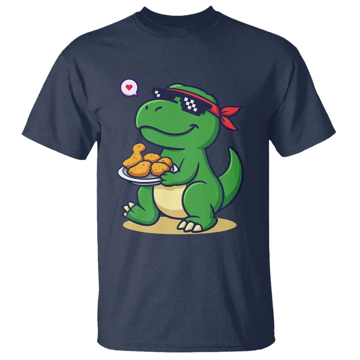 Cute Dinosaur Eating Chicken Nuggets T Shirt Food Humor Gift - Wonder Print Shop