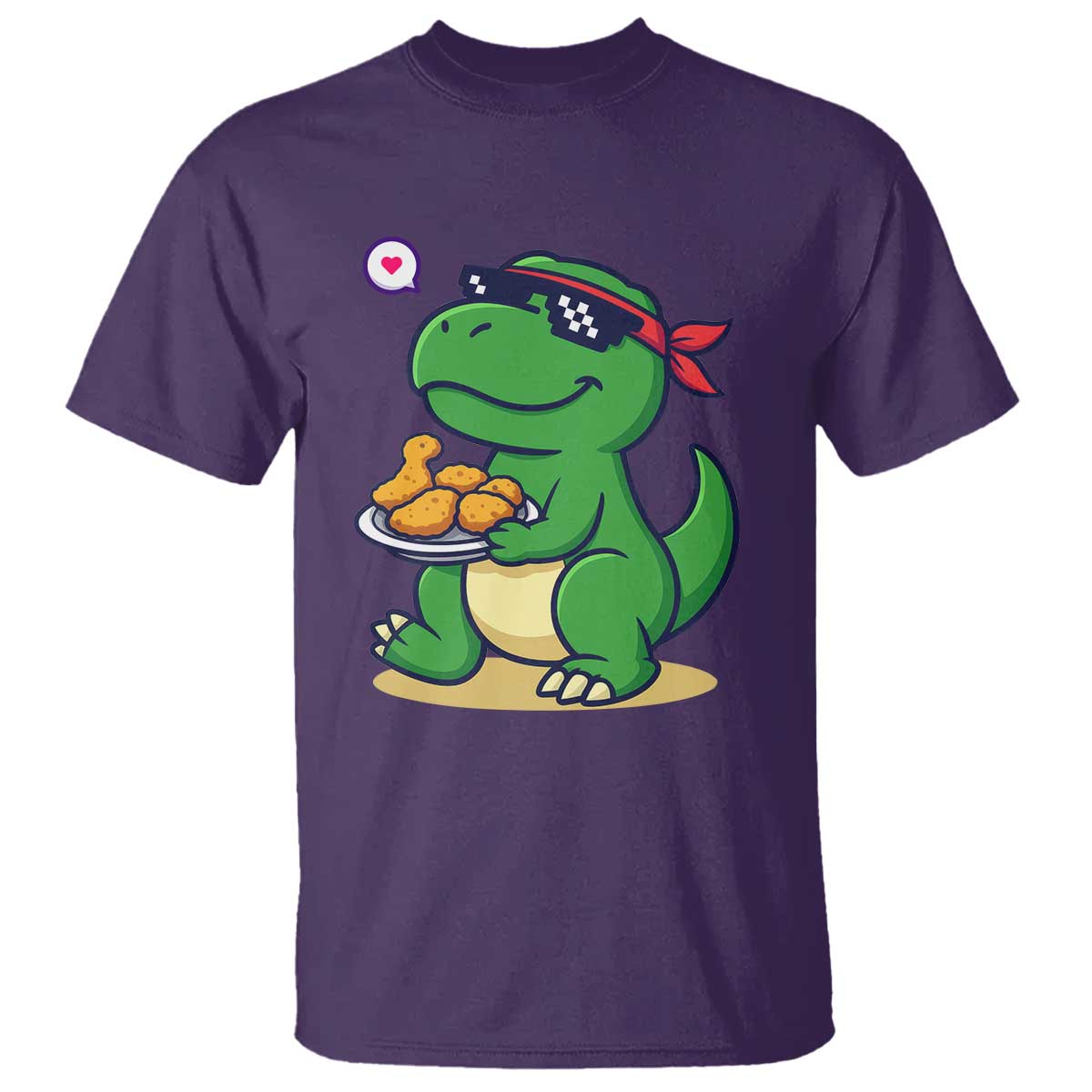 Cute Dinosaur Eating Chicken Nuggets T Shirt Food Humor Gift - Wonder Print Shop