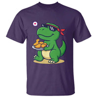 Cute Dinosaur Eating Chicken Nuggets T Shirt Food Humor Gift - Wonder Print Shop