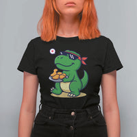 Cute Dinosaur Eating Chicken Nuggets T Shirt For Women Food Humor Gift - Wonder Print Shop