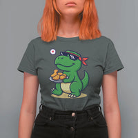 Cute Dinosaur Eating Chicken Nuggets T Shirt For Women Food Humor Gift - Wonder Print Shop