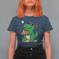 Cute Dinosaur Eating Chicken Nuggets T Shirt For Women Food Humor Gift - Wonder Print Shop