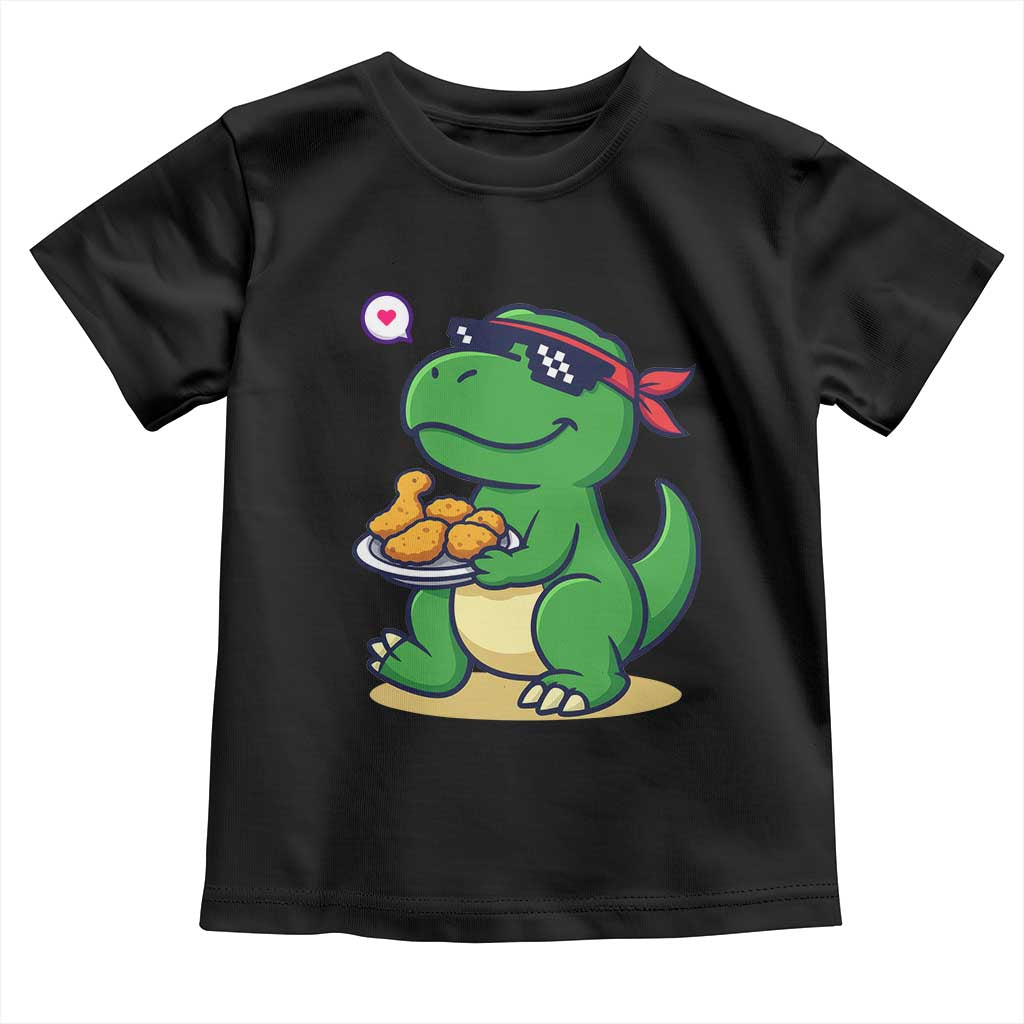 Cute Dinosaur Eating Chicken Nuggets Toddler T Shirt Food Humor Gift - Wonder Print Shop
