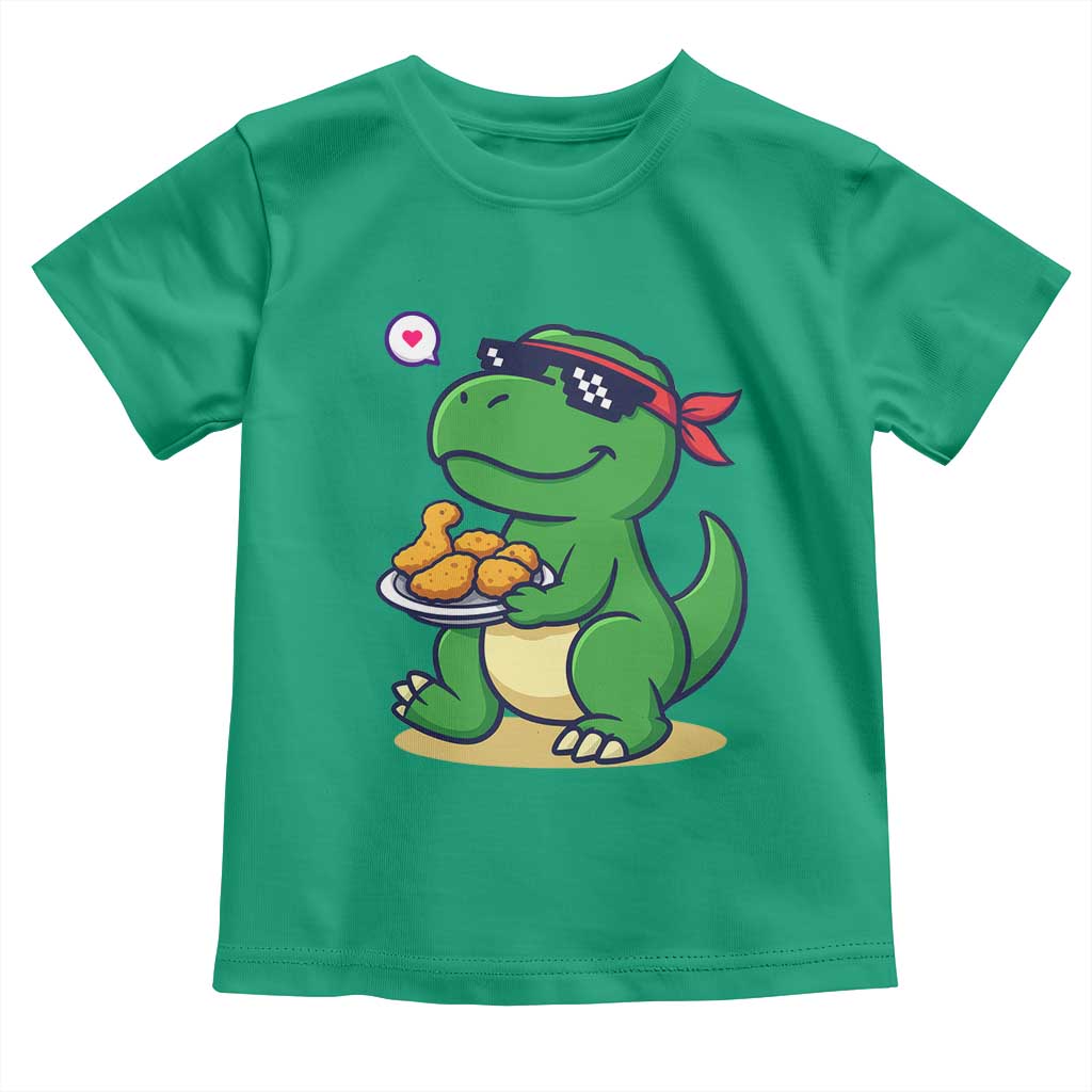 Cute Dinosaur Eating Chicken Nuggets Toddler T Shirt Food Humor Gift - Wonder Print Shop