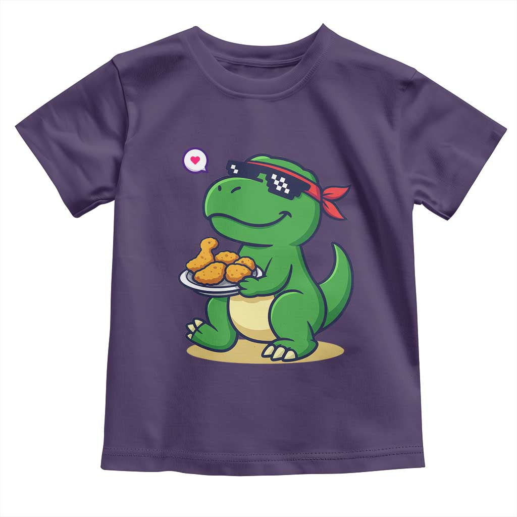 Cute Dinosaur Eating Chicken Nuggets Toddler T Shirt Food Humor Gift - Wonder Print Shop
