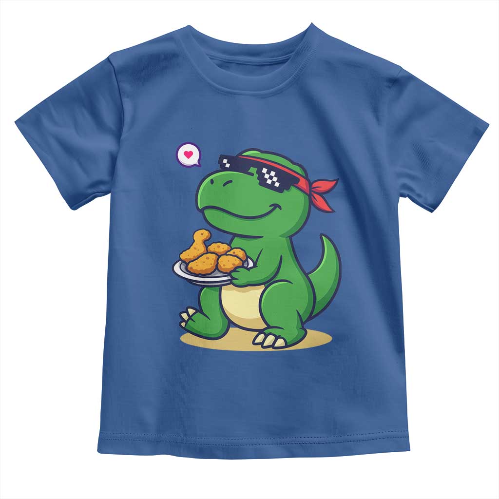 Cute Dinosaur Eating Chicken Nuggets Toddler T Shirt Food Humor Gift - Wonder Print Shop