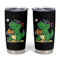 Cute Dinosaur Eating Chicken Nuggets Tumbler Cup Food Humor Gift