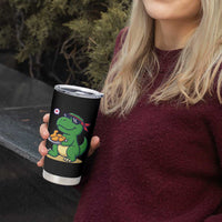 Cute Dinosaur Eating Chicken Nuggets Tumbler Cup Food Humor Gift