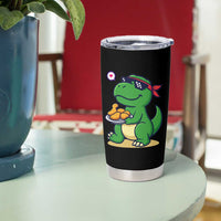 Cute Dinosaur Eating Chicken Nuggets Tumbler Cup Food Humor Gift