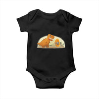 Dino Nuggets Chasing Cat Baby Onesie Funny Nugget Lover Gift - Wonder Print Shop