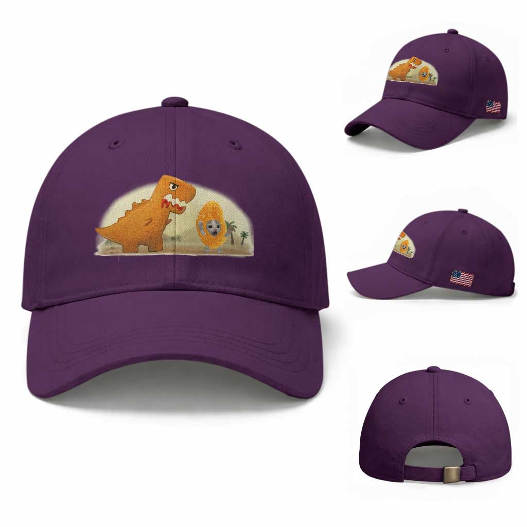 Dino Nuggets Chasing Cat Baseball Cap Funny Nugget Lover Gift