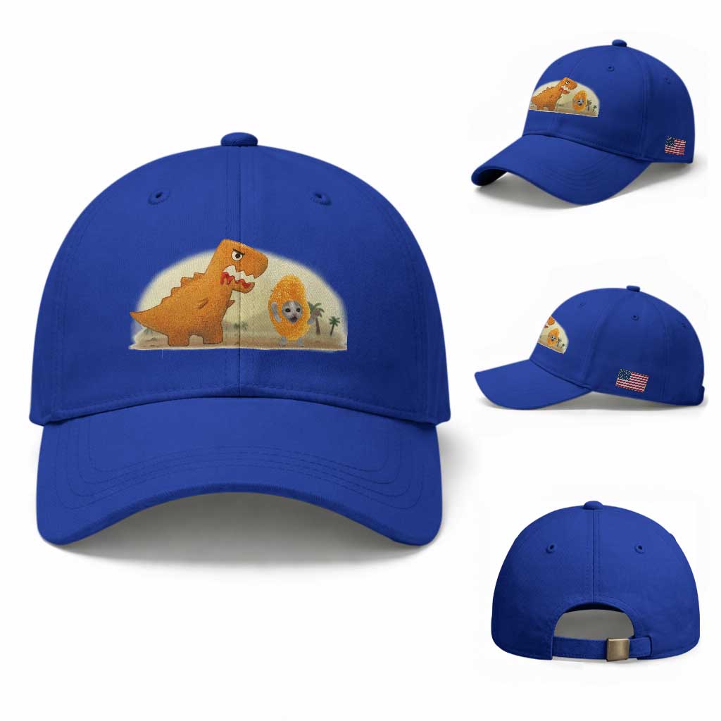 Dino Nuggets Chasing Cat Baseball Cap Funny Nugget Lover Gift