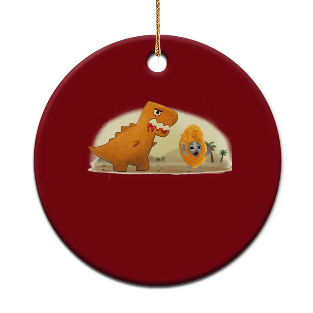 Dino Nuggets Chasing Cat Ceramic Ornament Funny Nugget Lover Gift - Wonder Print Shop
