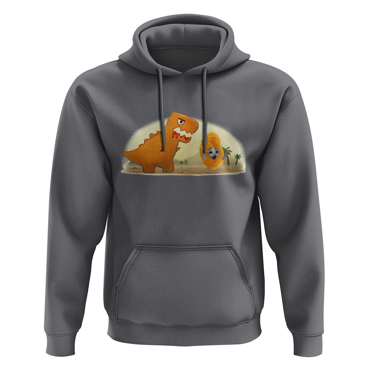 Dino Nuggets Chasing Cat Hoodie Funny Nugget Lover Gift - Wonder Print Shop