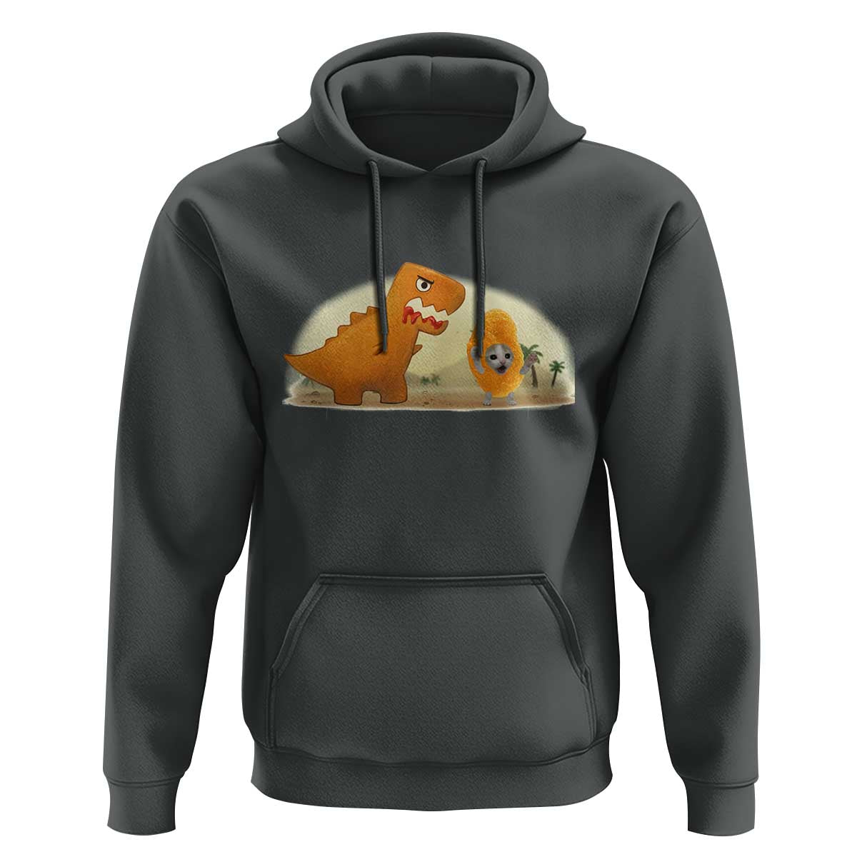 Dino Nuggets Chasing Cat Hoodie Funny Nugget Lover Gift - Wonder Print Shop