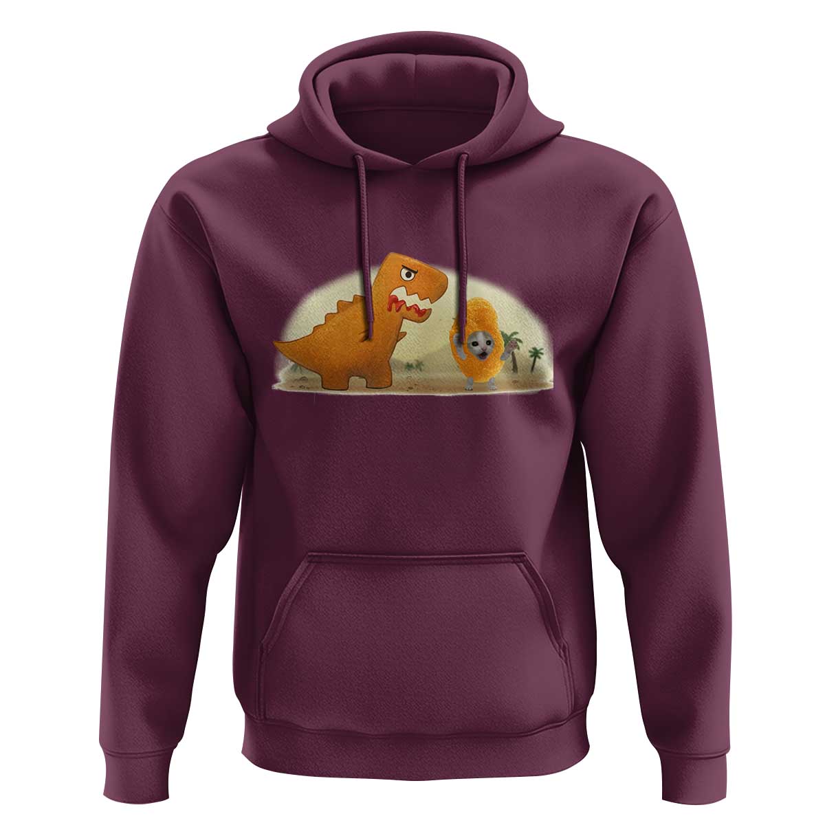 Dino Nuggets Chasing Cat Hoodie Funny Nugget Lover Gift - Wonder Print Shop