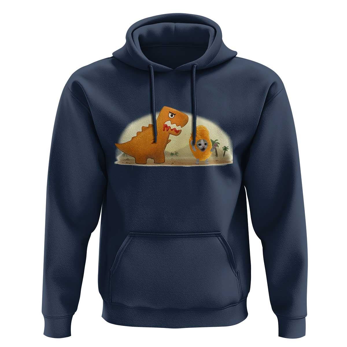 Dino Nuggets Chasing Cat Hoodie Funny Nugget Lover Gift - Wonder Print Shop