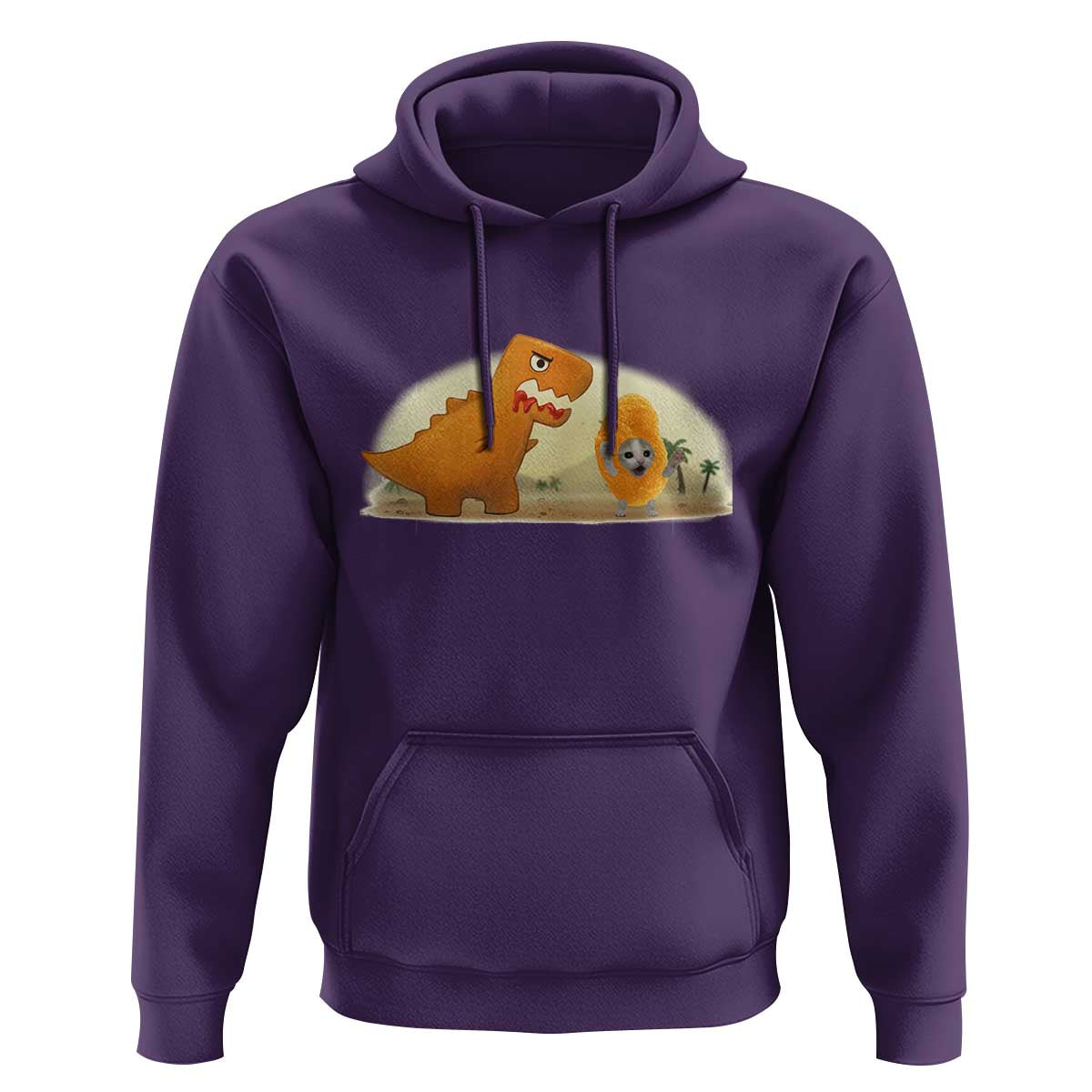 Dino Nuggets Chasing Cat Hoodie Funny Nugget Lover Gift - Wonder Print Shop