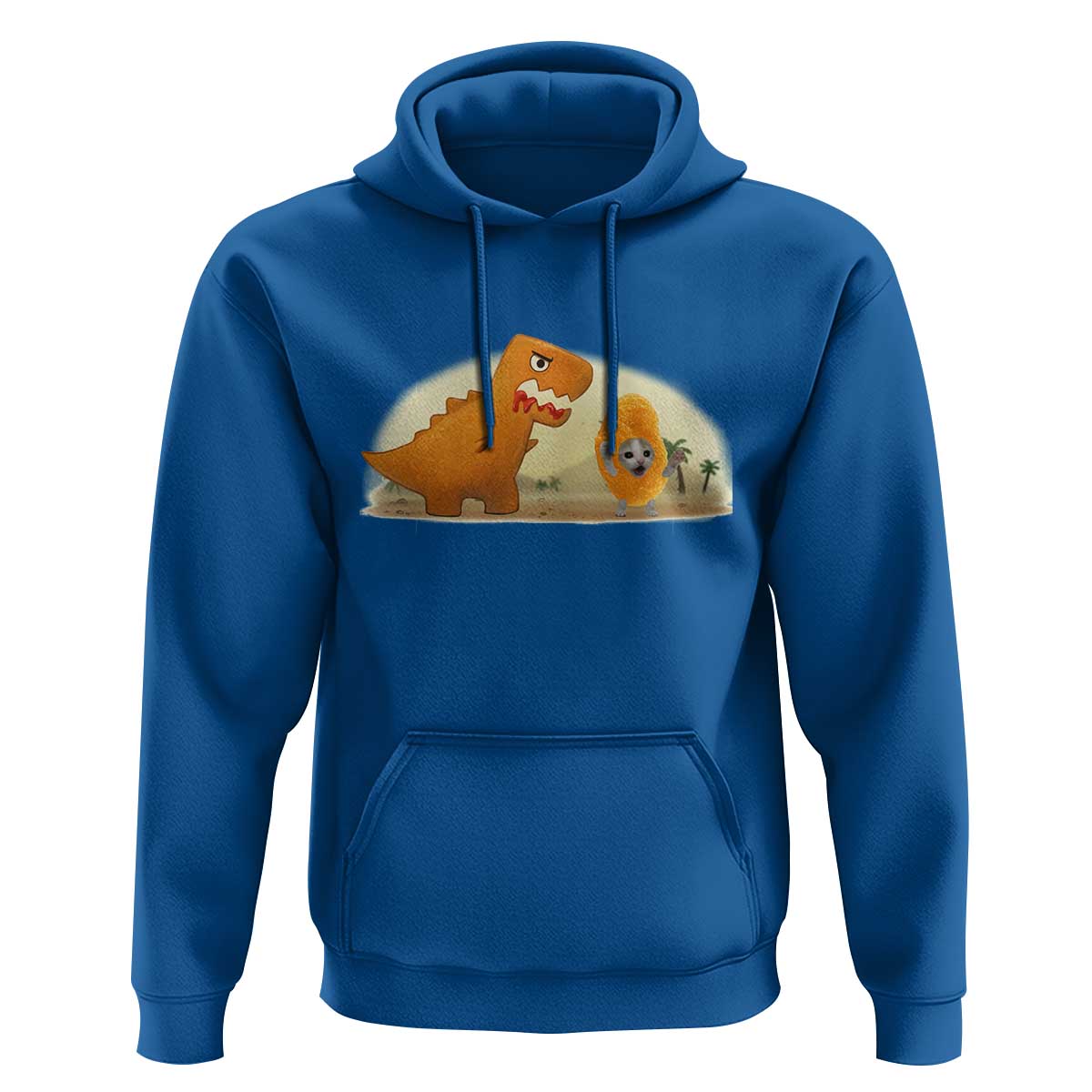 Dino Nuggets Chasing Cat Hoodie Funny Nugget Lover Gift - Wonder Print Shop