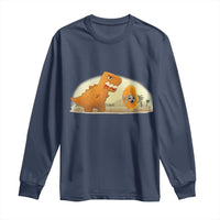 Dino Nuggets Chasing Cat Long Sleeve Shirt Funny Nugget Lover Gift - Wonder Print Shop