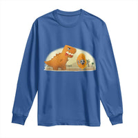 Dino Nuggets Chasing Cat Long Sleeve Shirt Funny Nugget Lover Gift - Wonder Print Shop