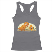 Dino Nuggets Chasing Cat Racerback Tank Top Funny Nugget Lover Gift - Wonder Print Shop