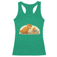 Dino Nuggets Chasing Cat Racerback Tank Top Funny Nugget Lover Gift - Wonder Print Shop