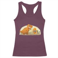 Dino Nuggets Chasing Cat Racerback Tank Top Funny Nugget Lover Gift - Wonder Print Shop