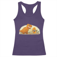 Dino Nuggets Chasing Cat Racerback Tank Top Funny Nugget Lover Gift - Wonder Print Shop