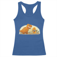 Dino Nuggets Chasing Cat Racerback Tank Top Funny Nugget Lover Gift - Wonder Print Shop