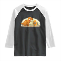 Dino Nuggets Chasing Cat Raglan Shirt Funny Nugget Lover Gift - Wonder Print Shop
