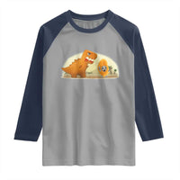 Dino Nuggets Chasing Cat Raglan Shirt Funny Nugget Lover Gift - Wonder Print Shop