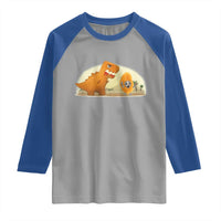 Dino Nuggets Chasing Cat Raglan Shirt Funny Nugget Lover Gift - Wonder Print Shop