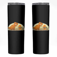 Dino Nuggets Chasing Cat Skinny Tumbler Funny Nugget Lover Gift