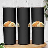 Dino Nuggets Chasing Cat Skinny Tumbler Funny Nugget Lover Gift