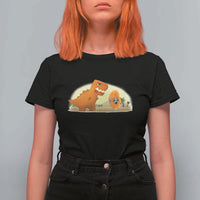 Dino Nuggets Chasing Cat T Shirt For Women Funny Nugget Lover Gift - Wonder Print Shop